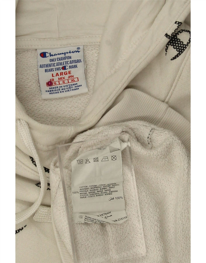 CHAMPION Suéter com capuz gráfico masculino grande algodão branco
