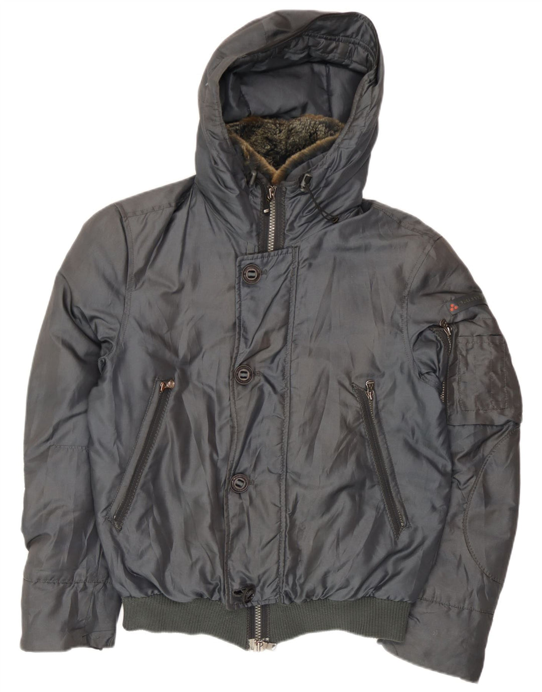 Jaqueta bomber acolchoada masculina PEUTEREY com capuz UK 38 poliamida cinza médio