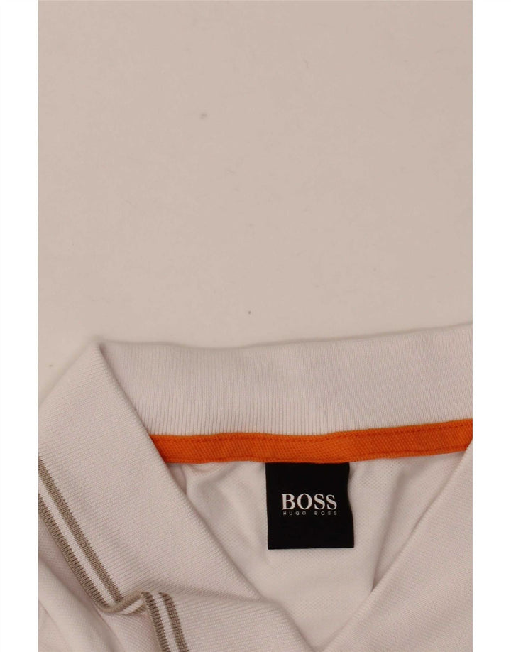 Camisa polo masculina Hugo Boss grande algodão branco