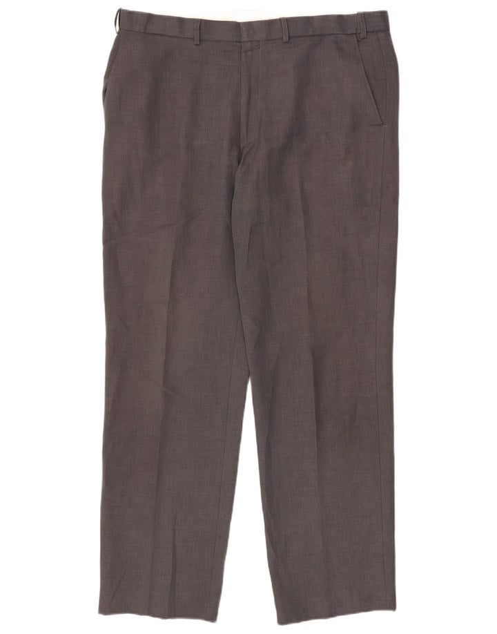 Calça chino reta masculina Marks & Spencer W38 L33 poliéster cinza