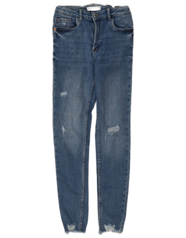 Zara Girls Jeans skinny desgastados 13-14 anos W26 L26 Azul