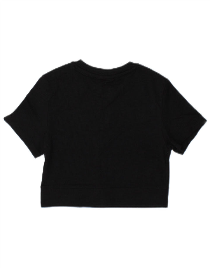 Bershka Camiseta Feminina Crop Top UK 10 Pequena Poliamida Preta