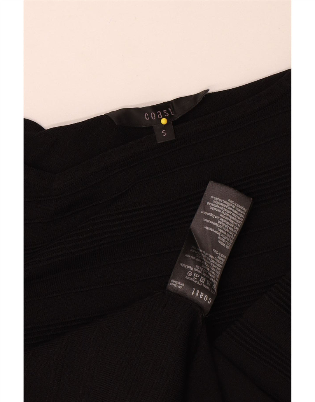 Top feminino Coast manga comprida UK 10 viscose listrada preta pequena