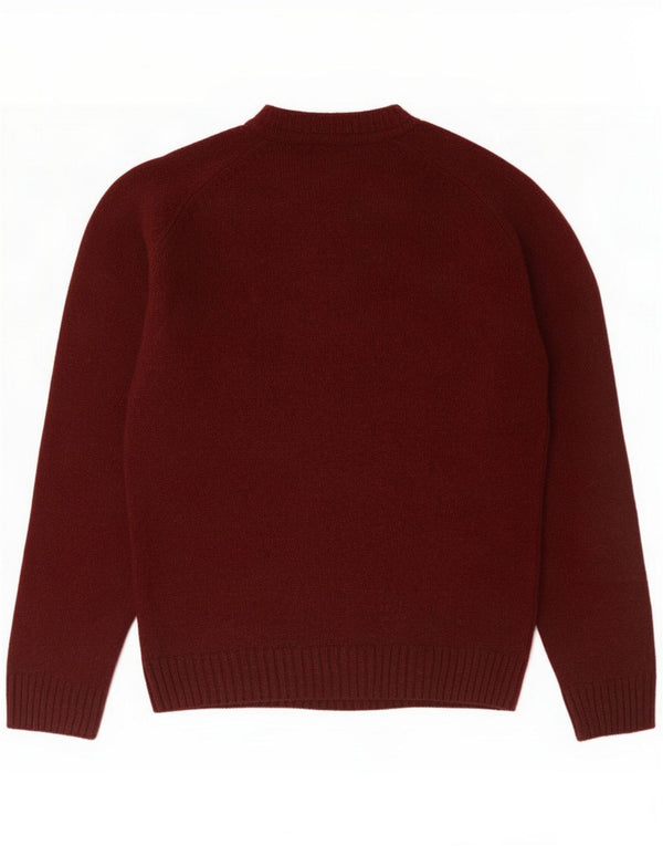 Suéter masculino Marks & Spencer com gola canoa, lã de cordeiro marrom médio