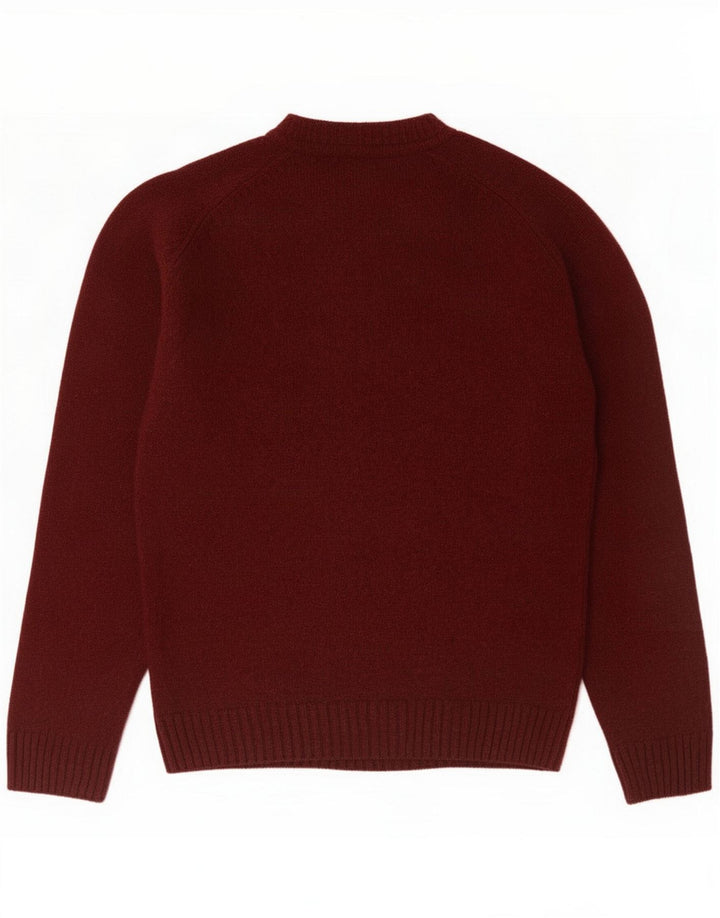 Suéter masculino Marks & Spencer com gola canoa, lã de cordeiro marrom médio