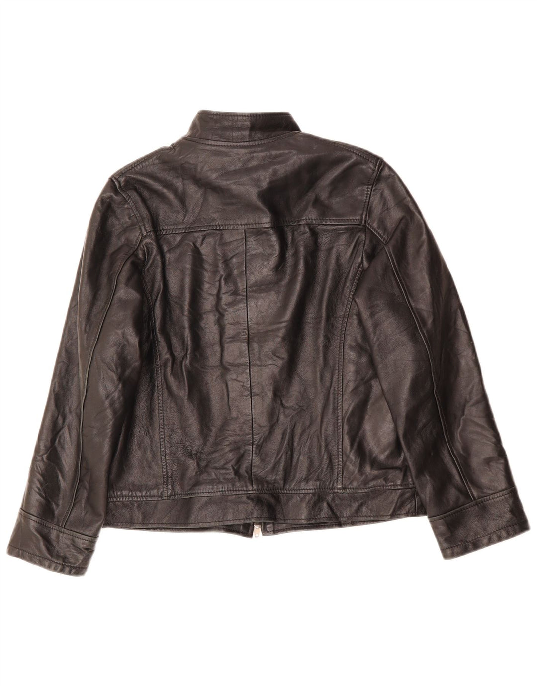 Jaqueta de couro feminina VINTAGE folgada Reino Unido 6 XS couro preto