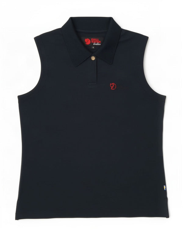 Camisa polo feminina sem mangas Fjall Raven Reino Unido 16 grande poliéster azul marinho