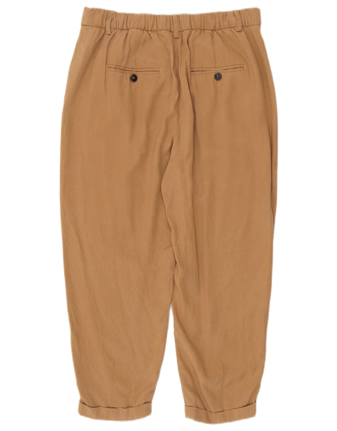 Calça feminina ZARA cortada com pegged médio W28 L23 marrom Lyocell