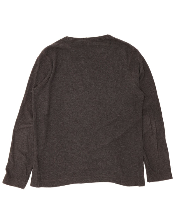 Hugo Boss Mens Slim Fit Top Manga Longa Grande Algodão Cinza