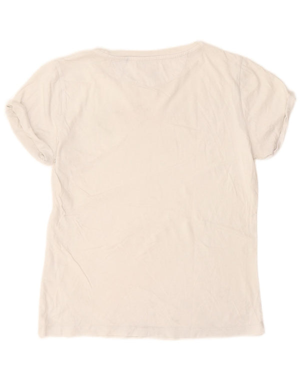 Camiseta gráfica feminina Hugo Boss UK 10 algodão branco pequeno