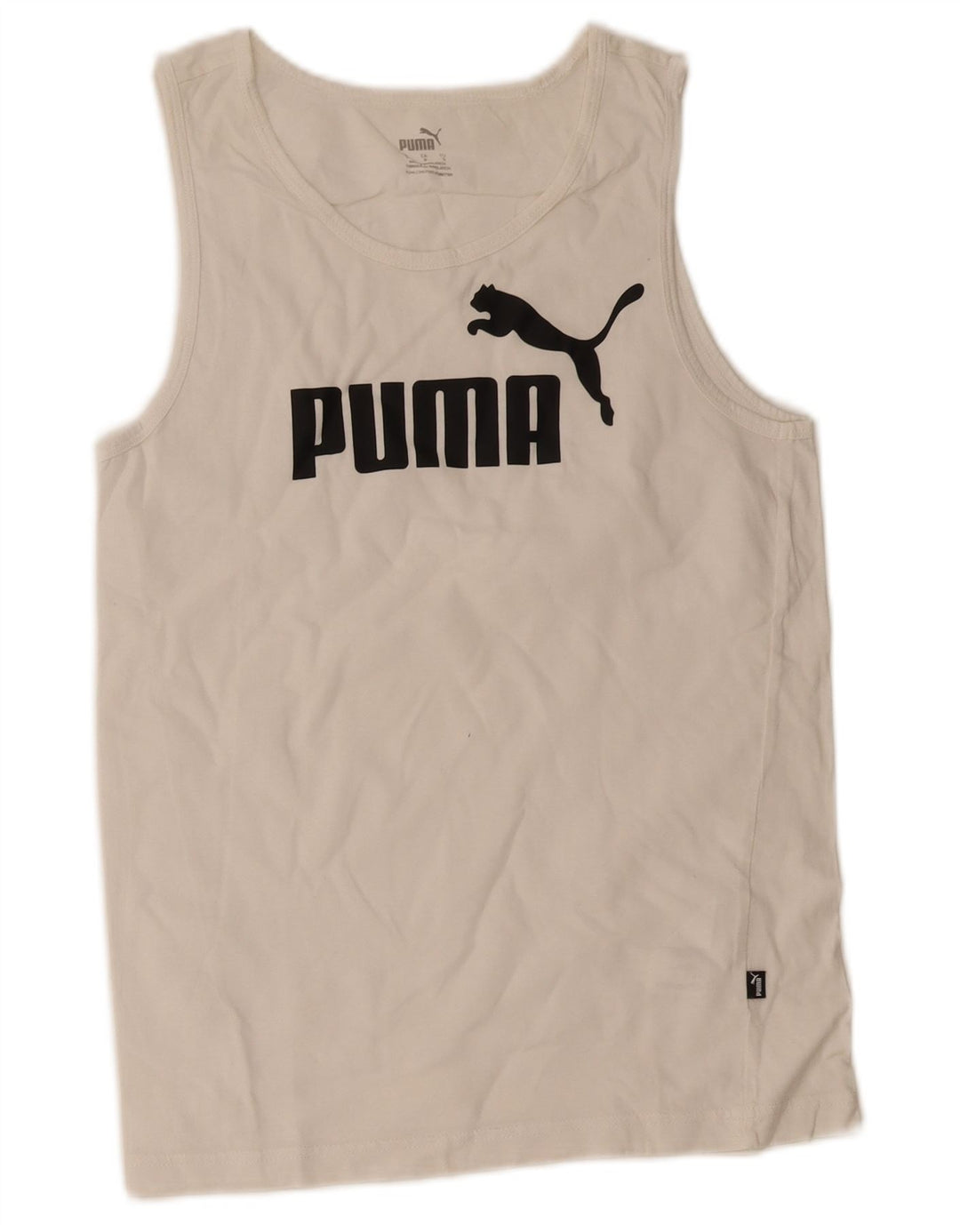 Puma Mens Graphic Vest Top Pequeno Algodão Branco