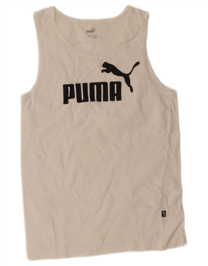 Puma Mens Graphic Vest Top Pequeno Algodão Branco