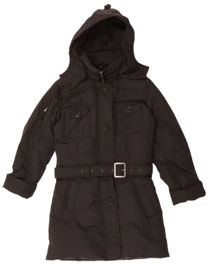 Casaco acolchoado com capuz feminino Canadiens UK 16 grande poliéster preto