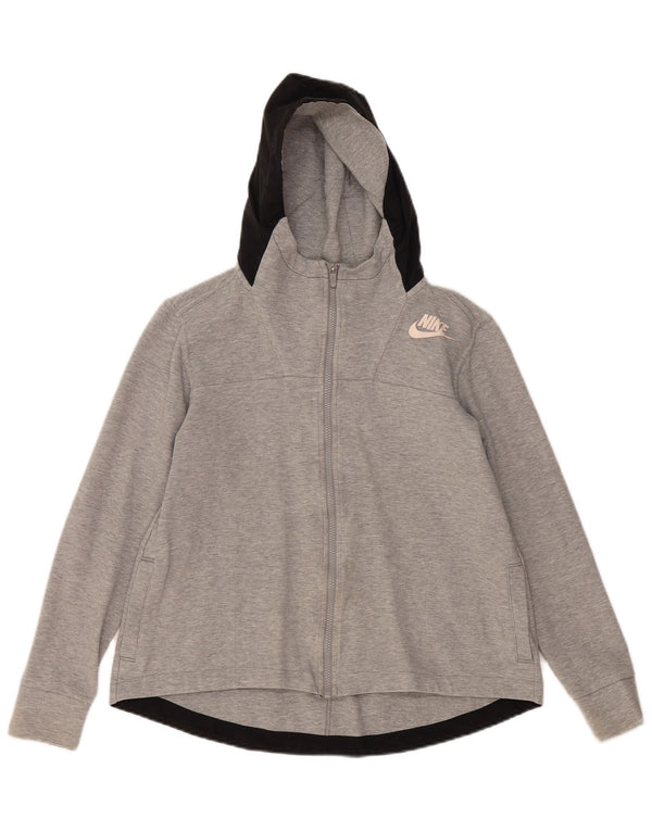 Suéter Nike feminino com capuz e zíper grande UK 10 pequeno algodão cinza