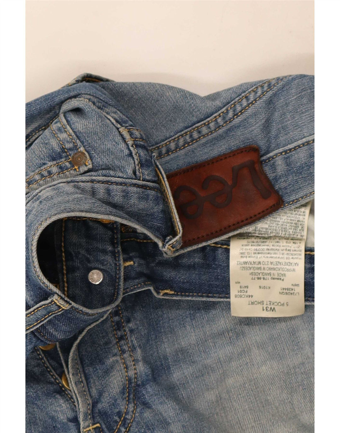 Shorts jeans masculino Lee W31 algodão azul médio