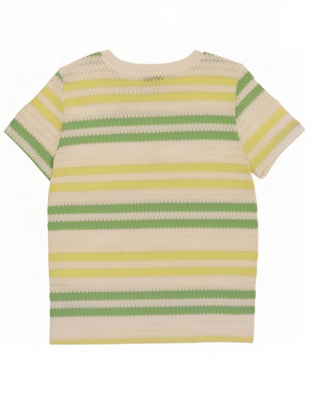 Zara blusa feminina de malha top UK 10 poliéster listrado pequeno multicolorido