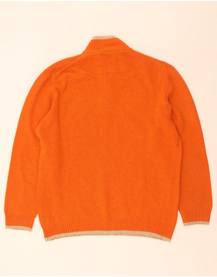 Suéter masculino Sergio Tacchini com zíper e gola XL lã laranja