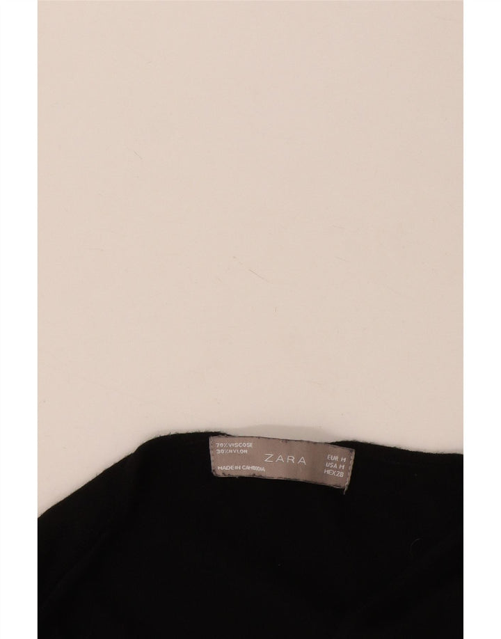 Suéter cardigã aberto feminino Zara Reino Unido 12 viscose preta média
