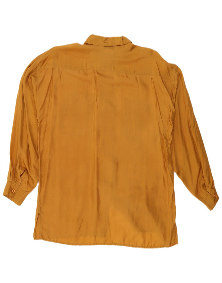 Camisa feminina H.L.Spencer com espinhel grande Reino Unido 10 pequena seda amarela