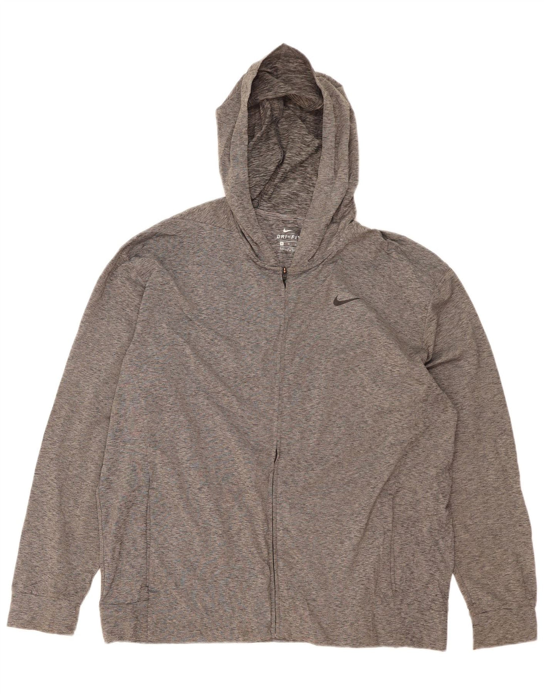 Suéter masculino Nike Dri Fit Zip com capuz XL cinza manchado de poliéster