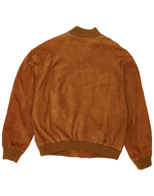 Jaqueta bomber masculina vintage de camurça IT 60 5XL couro marrom
