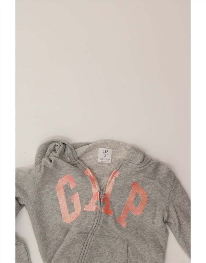GAP Girls Graphic Zip Hoodie Sweater 7-8 Years Medium  Grey Cotton Vintage Gap and Second-Hand Gap from Messina Hembry 