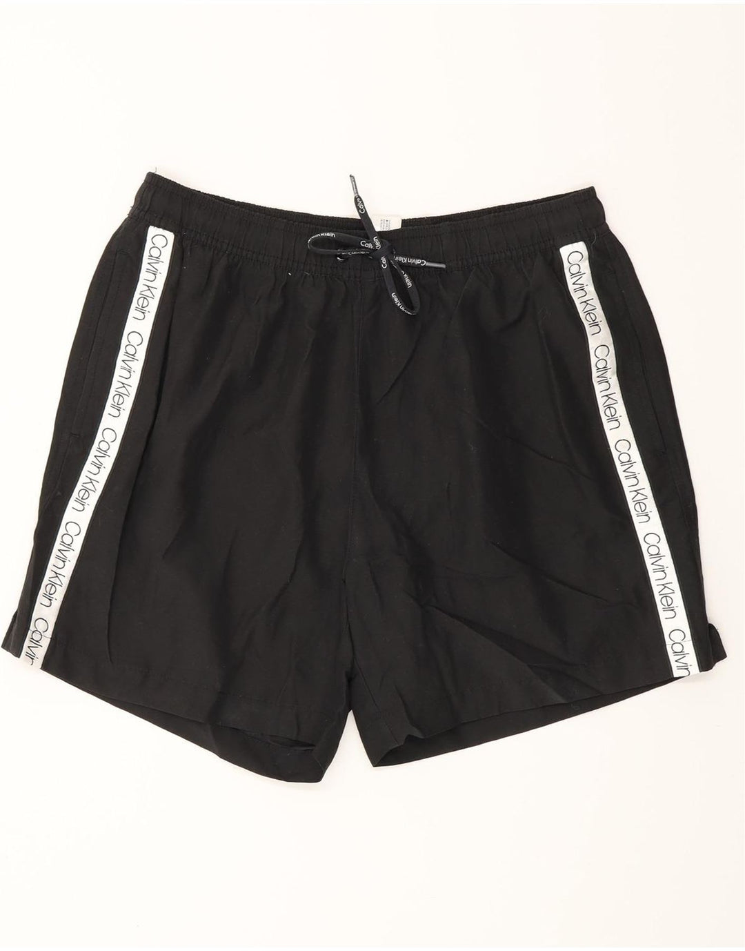 CALVIN KLEIN Shorts de natação masculino gráfico médio preto poliéster