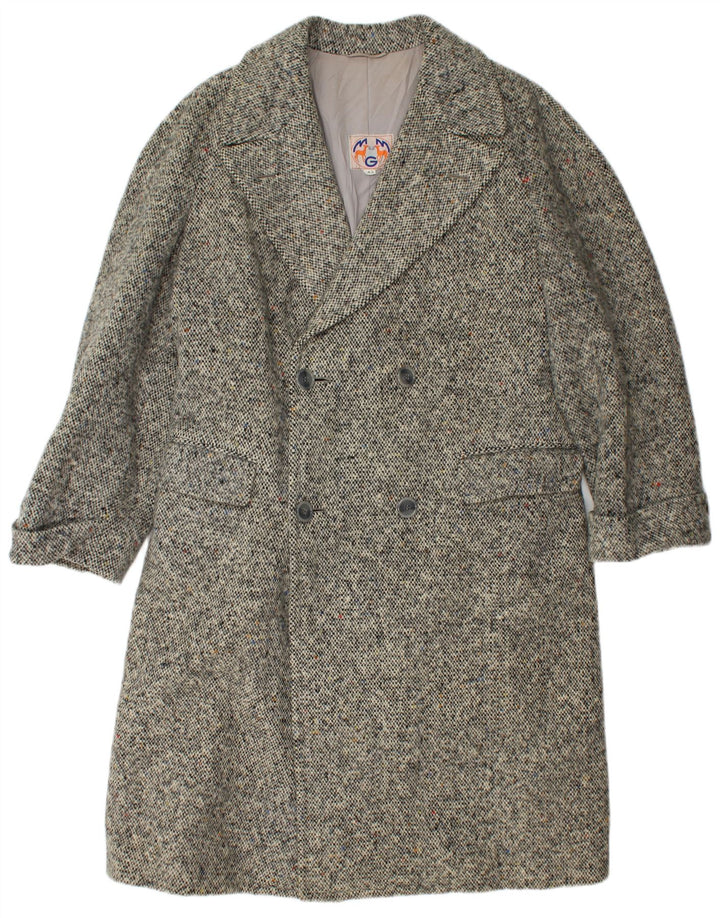 Casaco feminino VINTAGE com peito duplo IT 42 espinha de peixe cinza médio