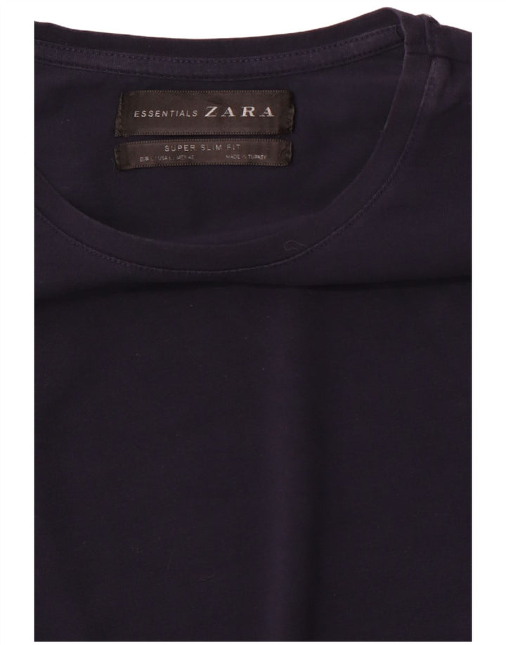 Camiseta masculina Zara Super Slim Fit grande azul marinho