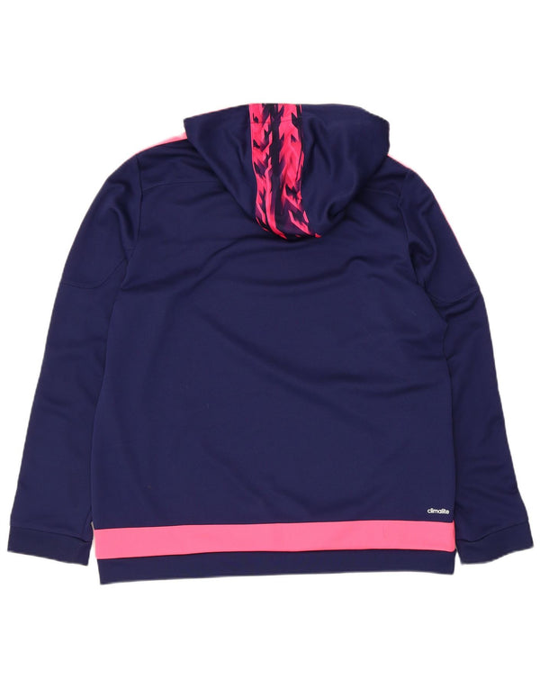 Adidas Feminino Climalite Hoodie Jumper UK 20/22 XL Azul Marinho Colorblock