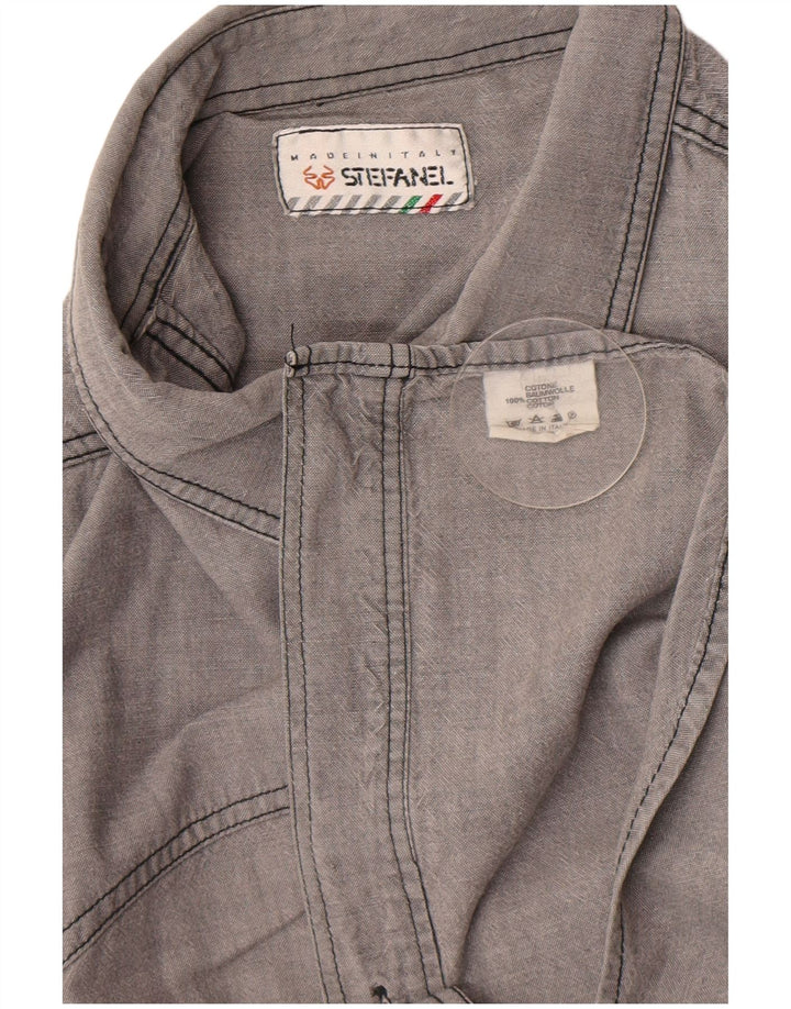 Camisa masculina Stefanel grande algodão cinza