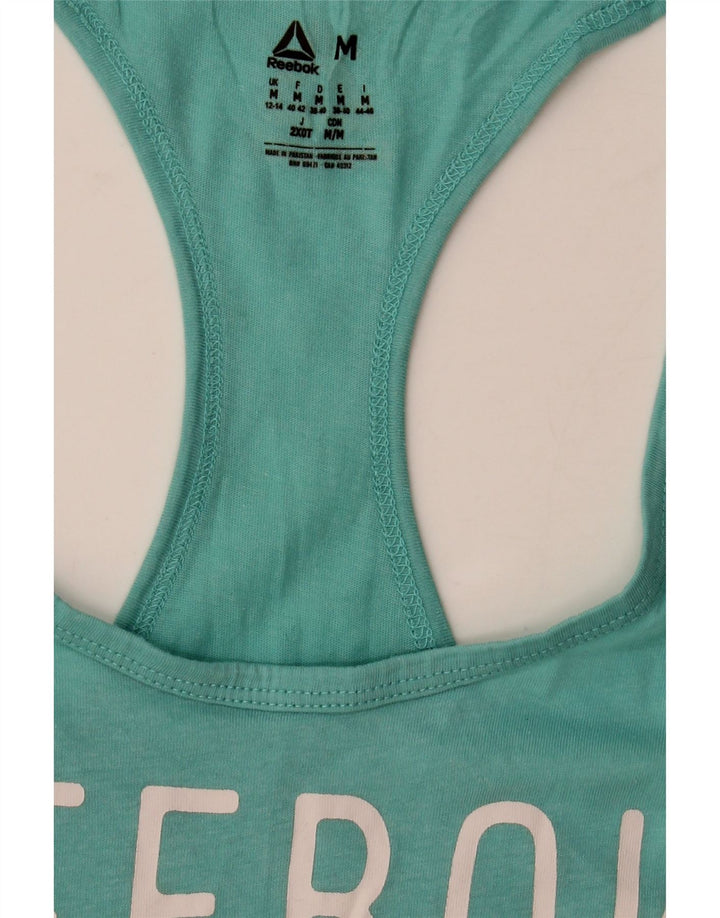 Reebok Womens Graphic Vest Top UK 12/14 Médio Turquesa