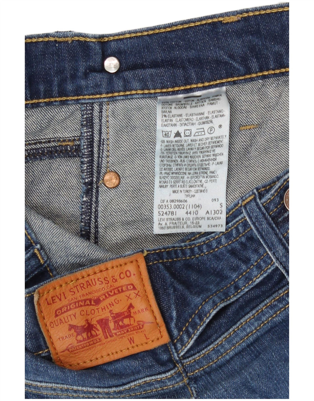 Shorts jeans feminino Levi's W30 algodão azul médio