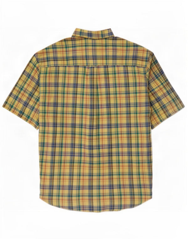 Camisa masculina de manga curta St. Bernard, grande algodão xadrez multicolorido
