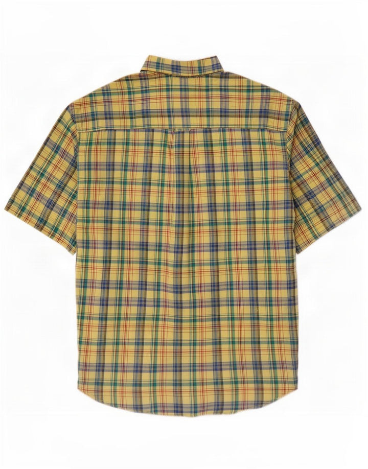 Camisa masculina de manga curta St. Bernard, grande algodão xadrez multicolorido