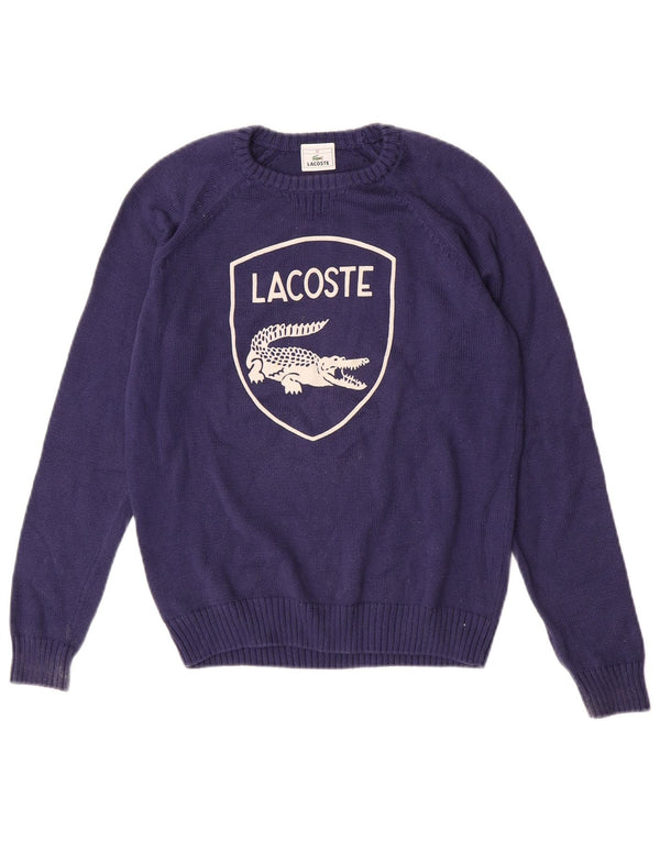 Suéter Lacoste Boys Graphic Boat Neck 11-12 anos algodão azul