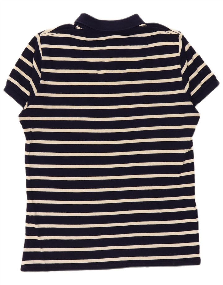 Camisa polo masculina French Connection de algodão listrado azul marinho médio