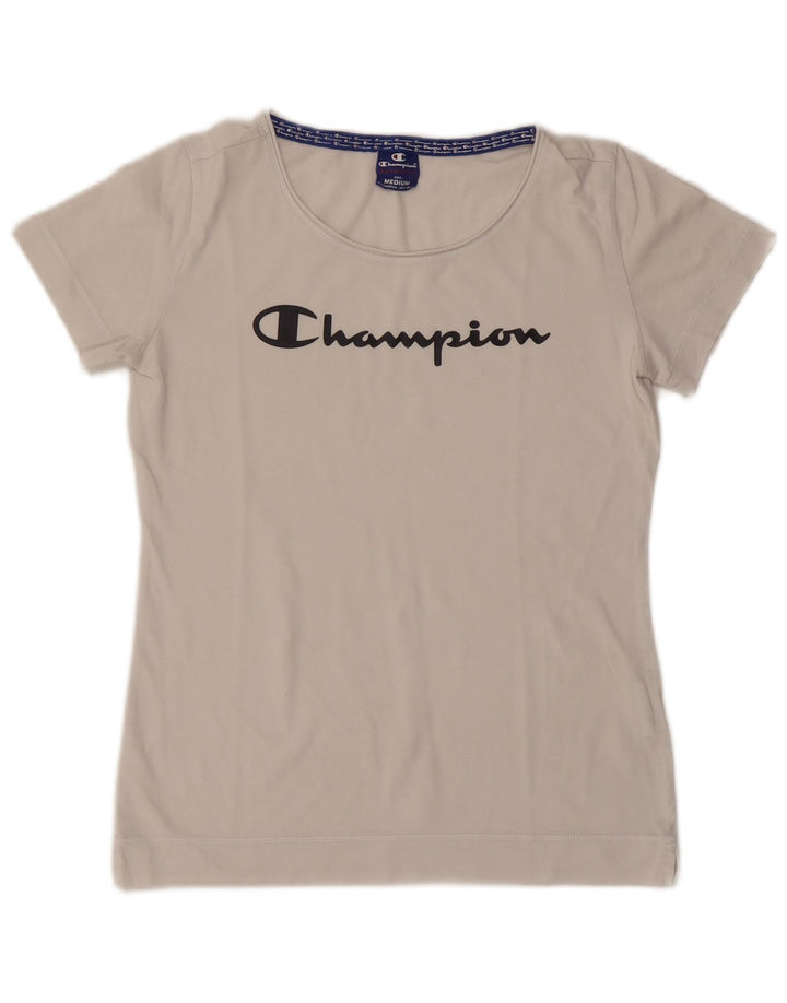 Camiseta feminina estampada Champion UK 12 médio algodão off white