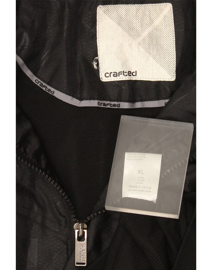 Jaqueta bomber masculina vintage com capuz gráfico UK 42 XL preta geométrica