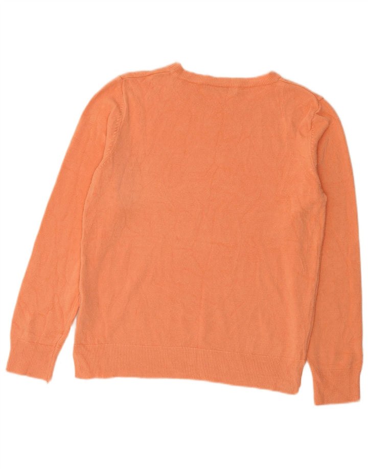Suéter feminino Marks & Spencer com gola redonda Reino Unido 12 acrílico laranja médio