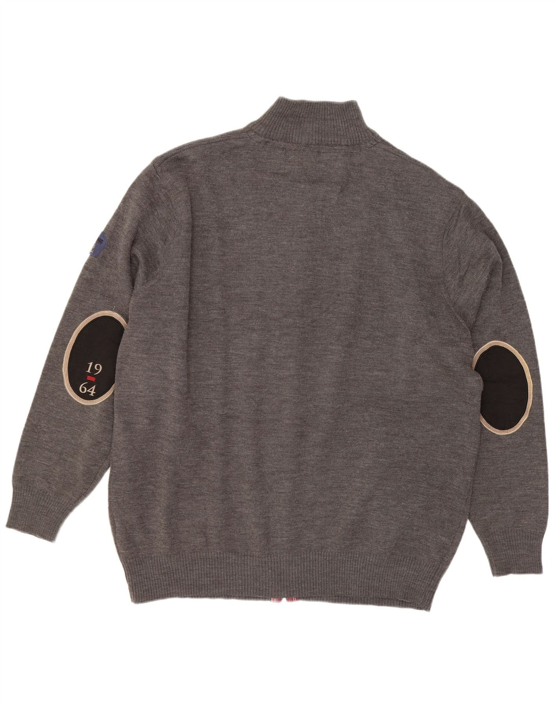 Suéter Cardigan Masculino Vintage 5XL Lã Merino Cinza
