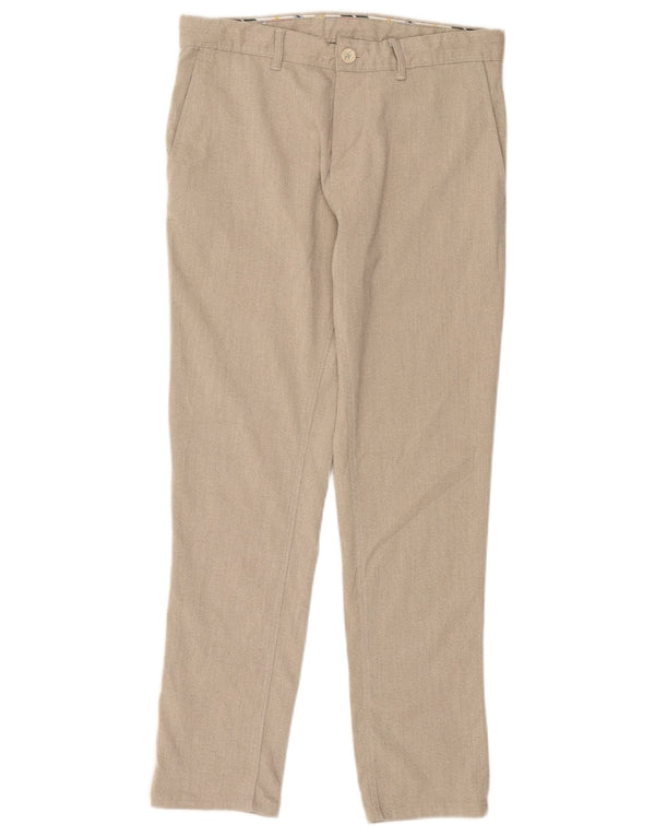 Zara Calça Chino Masculina Reta EU 40 Médio W31 L28 Poliéster Bege