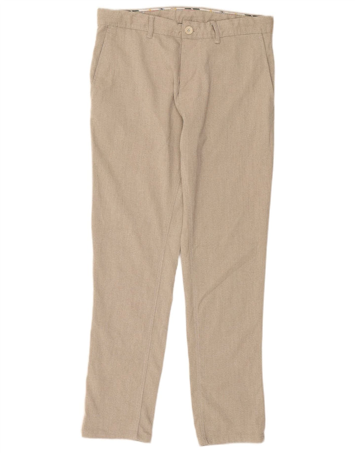 Zara Calça Chino Masculina Reta EU 40 Médio W31 L28 Poliéster Bege