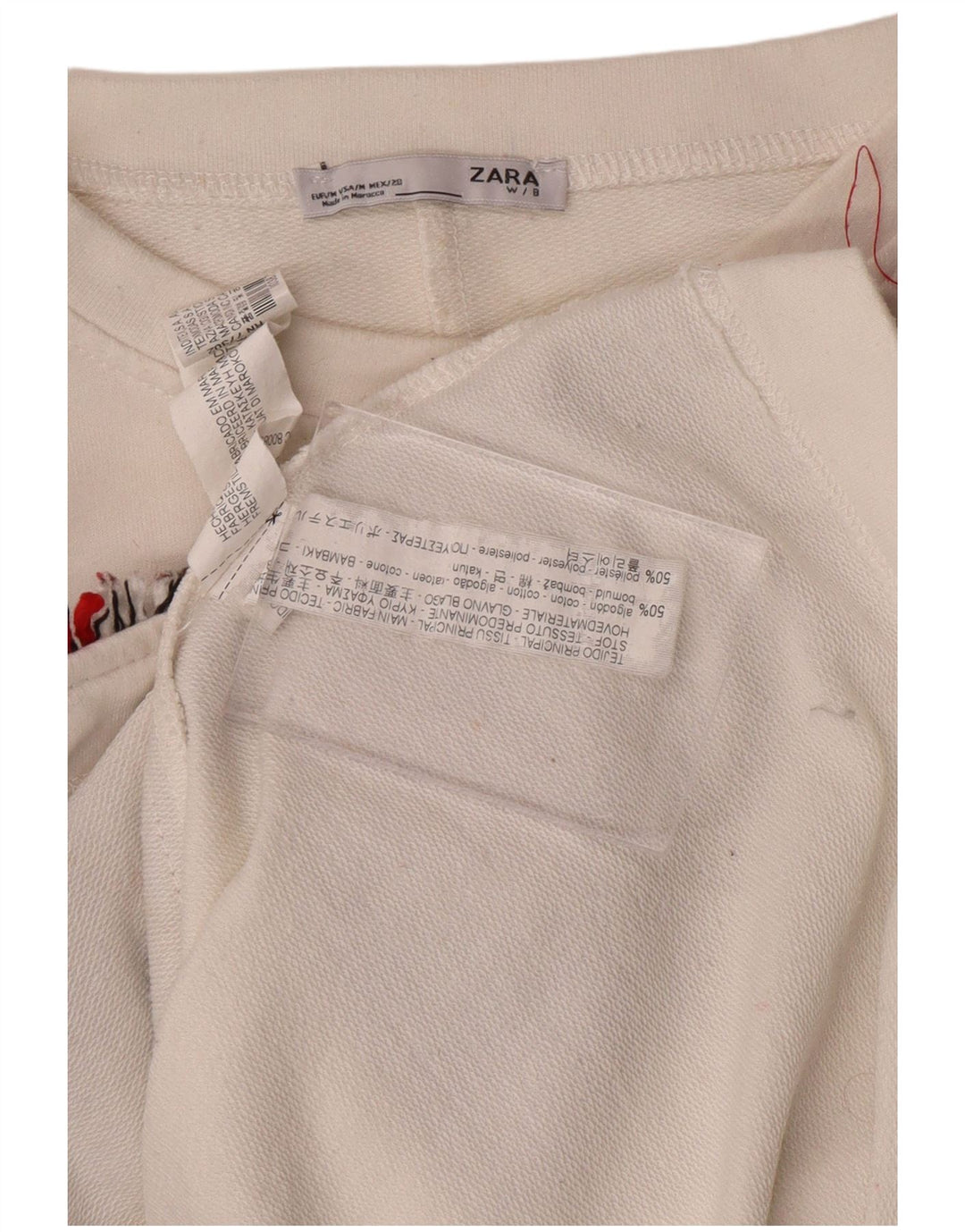 ZARA moletom feminino oversized jumper UK 14 médio branco colorblock