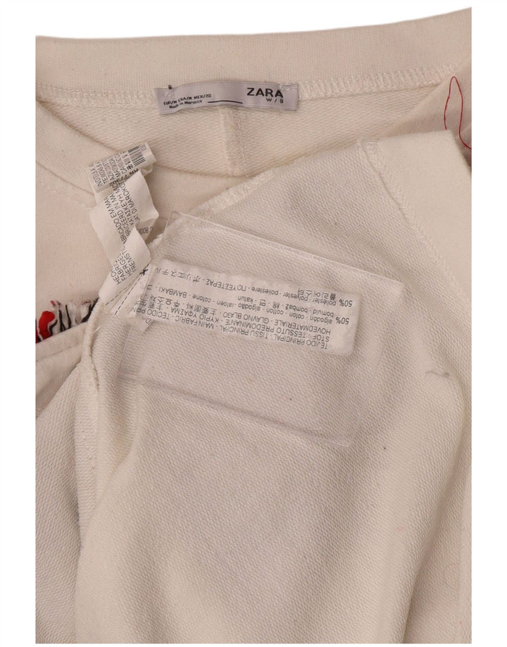 ZARA moletom feminino oversized jumper UK 14 médio branco colorblock