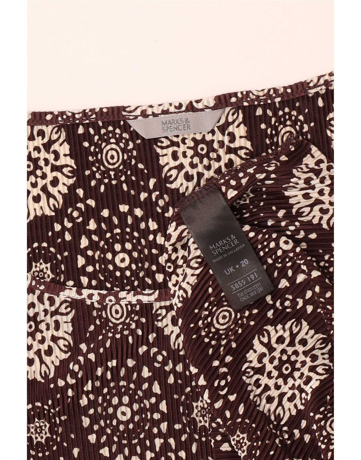 Top feminino Marks & Spencer com padrão abstrato manga 3/4 UK 20 2XL marrom