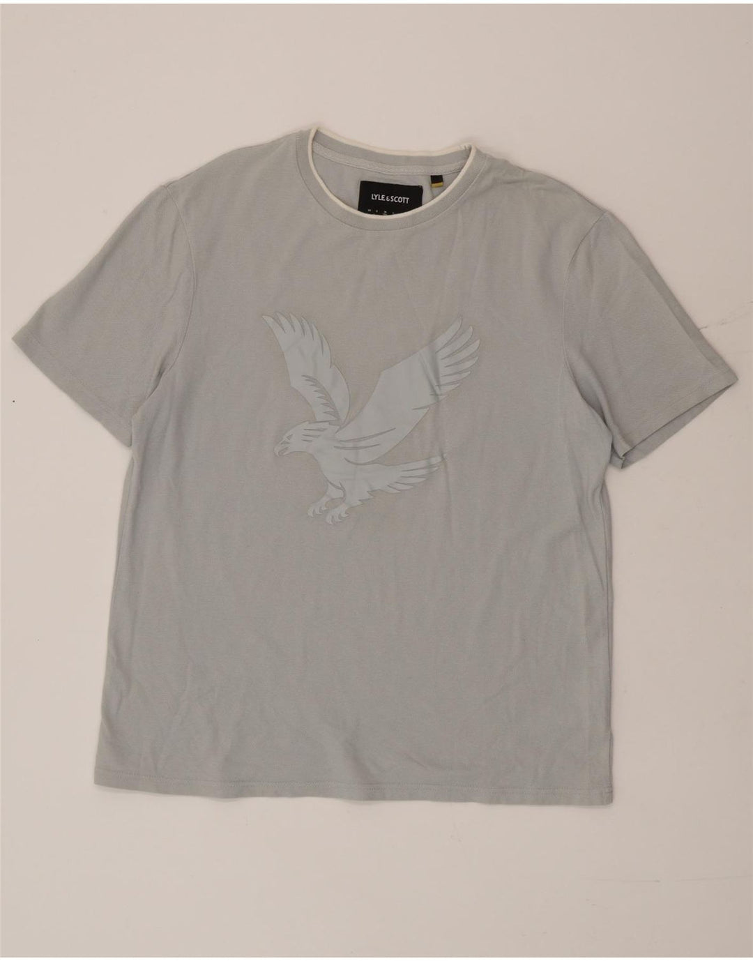 Lyle & Scott Camiseta masculina com ajuste relaxado e estampa gráfica de algodão azul médio