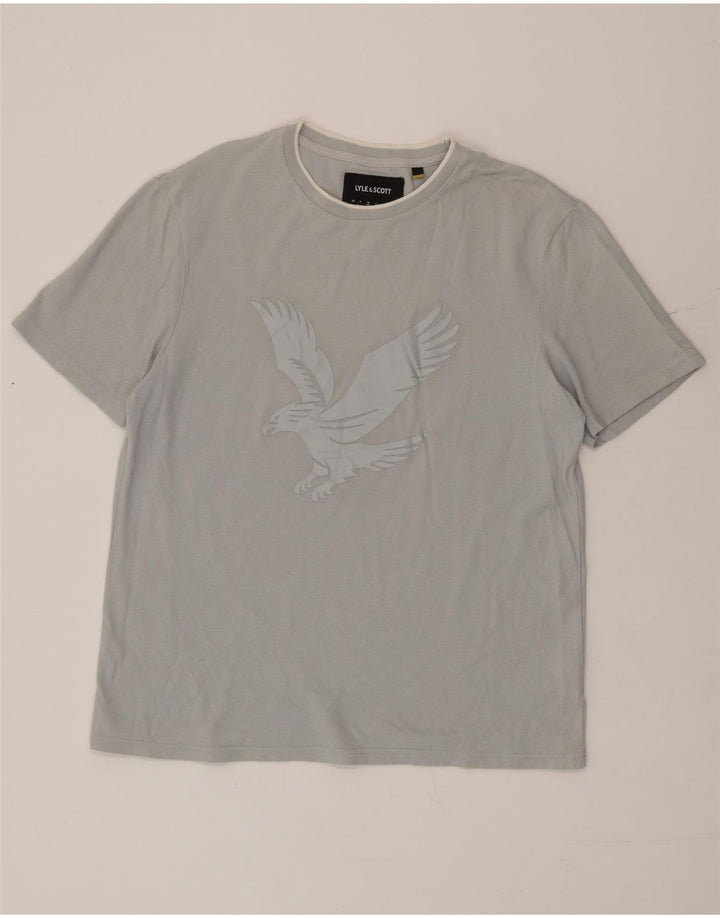 Lyle & Scott Camiseta masculina com ajuste relaxado e estampa gráfica de algodão azul médio