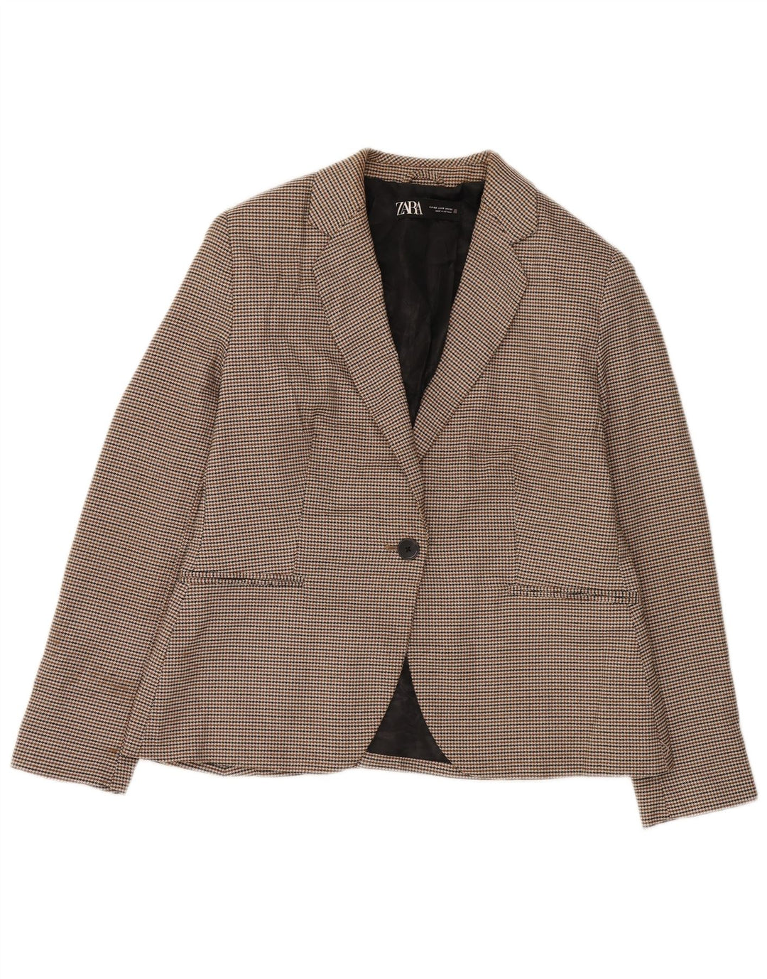 Jaqueta blazer feminina Zara com 1 botão EU 42 grande marrom houndstooth
