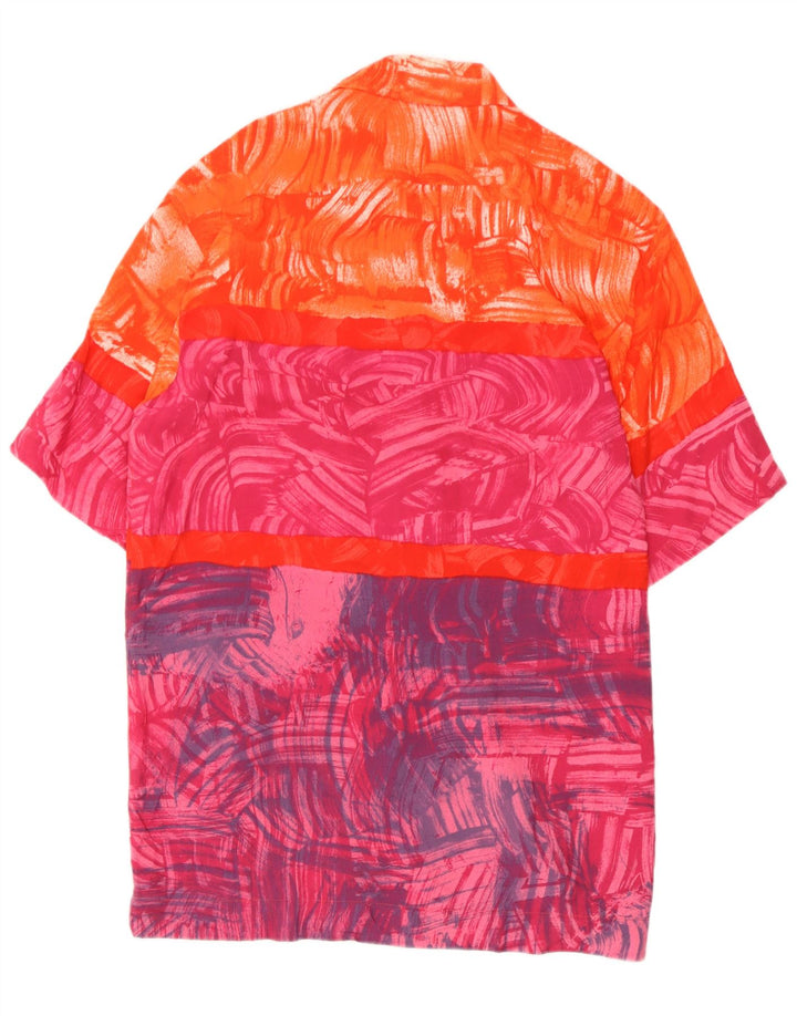 Camisa masculina vintage de manga curta média viscose multicolorida